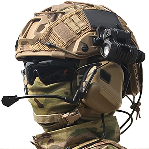 AQzxdc Fast Airsoft-Helm Sets, mit Vier Augen Fernrohr-Modell und Schalldichten Kopfhörern, Taschenlampen, Schutzbrillen, Signallampen etc, für Paintball Outdoor-Jagd BBS,Be Sets von AQzxdc