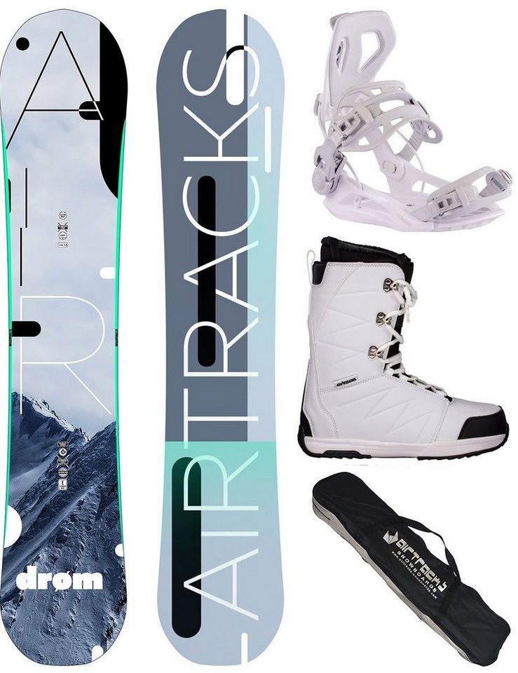 Airtracks Snowboard Damen Snowboard Komplett Set Drom Rocker »Mod. 22/23 (4er Pack), Hybrid Rocker + Bindung Master W + Boots + Bag / 140 145 150 155 cm von Airtracks
