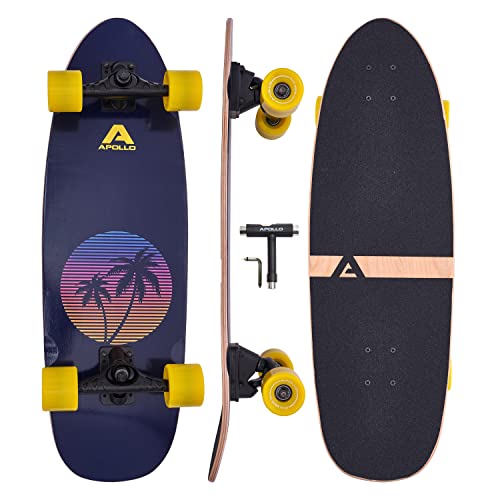 Apollo Surfskate pro Board | midi Longboard für Erwachsende, Kinder mit hochwertiger Surf Skate Achse | Mini Cruiser Board für Streetsurf | Carving & Pumping, Skateboard Kinder ab 6 Jahre von Apollo