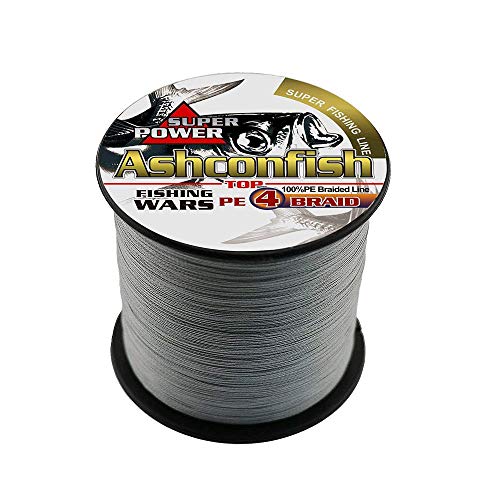 Ashconfish Braided Fishing Line- 4 Strands Super Strong PE Fishing Wire Heavy Tensile for Saltwater & Freshwater Fishing -Abrasion Resistant - Zero Stretch- 500M/547Yds 100LB Gray von Ashconfish