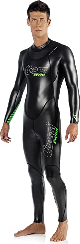 Cressi Triton Man All In One Swim Wetsuit 1.5mm - Neopren 1.5 mm High Density Glide Skin Einteiliger Schwimm-Neoprenanzug, Schwarz/Fluogrün, XL, Herren von Cressi