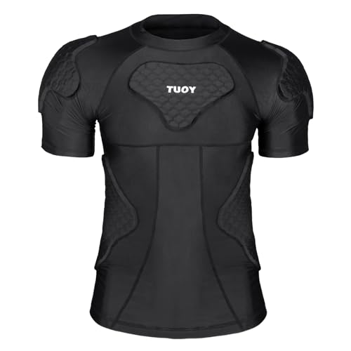 DGYAO Gepolstertes Kompressions-T-Shirt für Herren, Rugby, sicheres Schutzoberteil für Brust, Fußball, Paintball, Baseball, Größe S von DGYAO