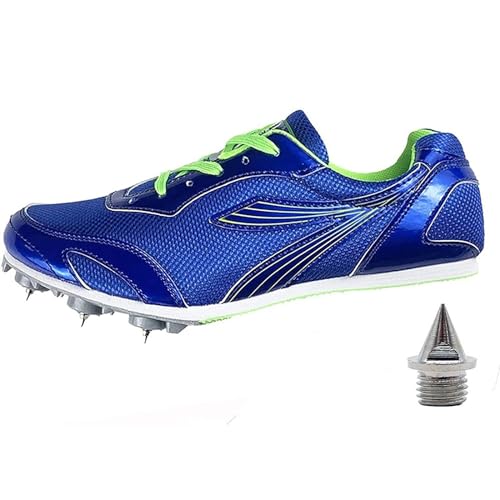 GiMLy Unisex Leichtathletik-Spikes-Schuhe, Sprint-Trainings-Sneaker, Herren, rutschfeste Leichtathletik-Langlauf-Laufschuhe,Blau,9.5UK von GiMLy