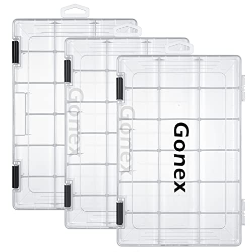 Gonex Köderboxen Angeln, 3600 Tackle Boxes 3 Stück, Transparente Kunststoff Angelbox 18 Gitter mit Verstellbaren Trennwänden für Angelzubehör, Angelkoffer von Gonex