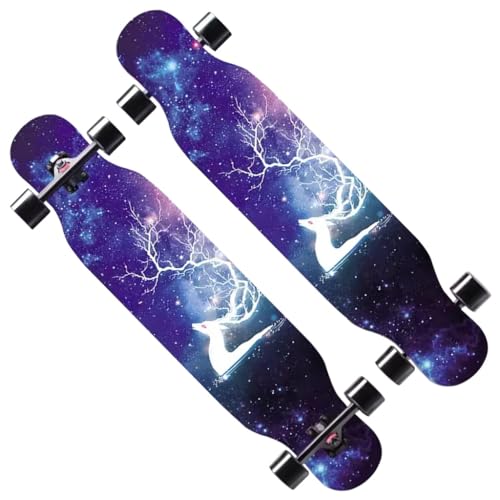 Longboard Komplettes Skateboard Surfskate für Downhill-Tanzen Free-Style, Skateboard Longboard für Kinder Erwachsene Anfänger, Longboards für Jungen Mädchen und Teenager (Color : C) von HAQMG