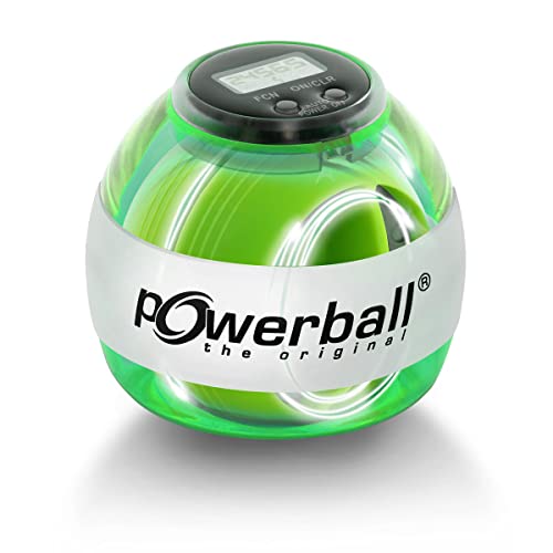 Powerball Max Green, gyroskopischer Handtrainer mit grünem Lichteffekt inkl. Drehzahlmesser, transparent-grün, das Original von Kernpower von Powerball