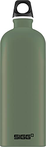 SIGG - Alu Trinkflasche - Traveller Leaf Green - Klimaneutral Zertifiziert - Für Kohlensäurehaltige Getränke Geeignet - Auslaufsicher - Federleicht - BPA-frei - Grün - 1L von SIGG
