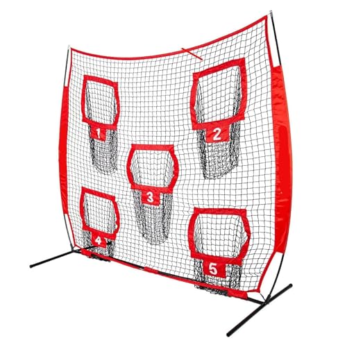 Fußball-Wurfnetz, Fußballnetz, Zielscheibe, 7 x 7 Fuß, 5 Zieltaschen, tragbarer Netzball, multifunktional, hochwertige Materialien von Shamdrea