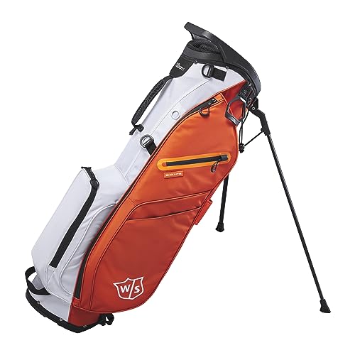 Wilson Staff Golftasche, EXO Lite Stand Bag, Trage-/Trolleytasche, 4 Fächer für diverse Eisen, Orange/Weiß von Wilson