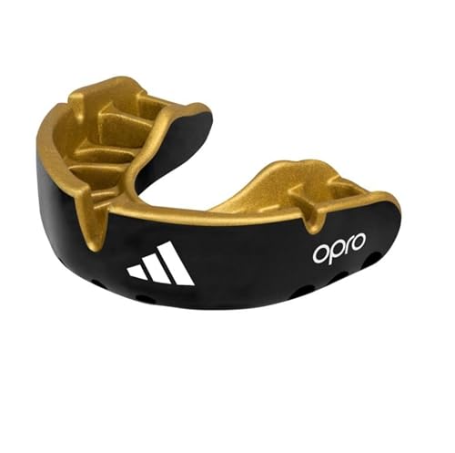 adidas Mundschutz für Erwachsene, Boxen, Rugby, Hockey, MMA, Kampfsport, OPRO Gold (schwarz, Senior) von adidas
