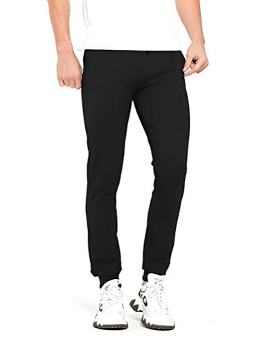 通用 Extra Lang Herren Jogginghose Slim Fit Sporthose Hose mit Reissverschluss Taschen (Black/38inseam(96.5cm), M) von 通用