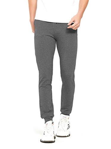 通用 Extra Lang Herren Jogginghose Slim Fit Sporthose Hose mit Reissverschluss Taschen (Dark Gray/38inseam(96.5cm), L) von 通用