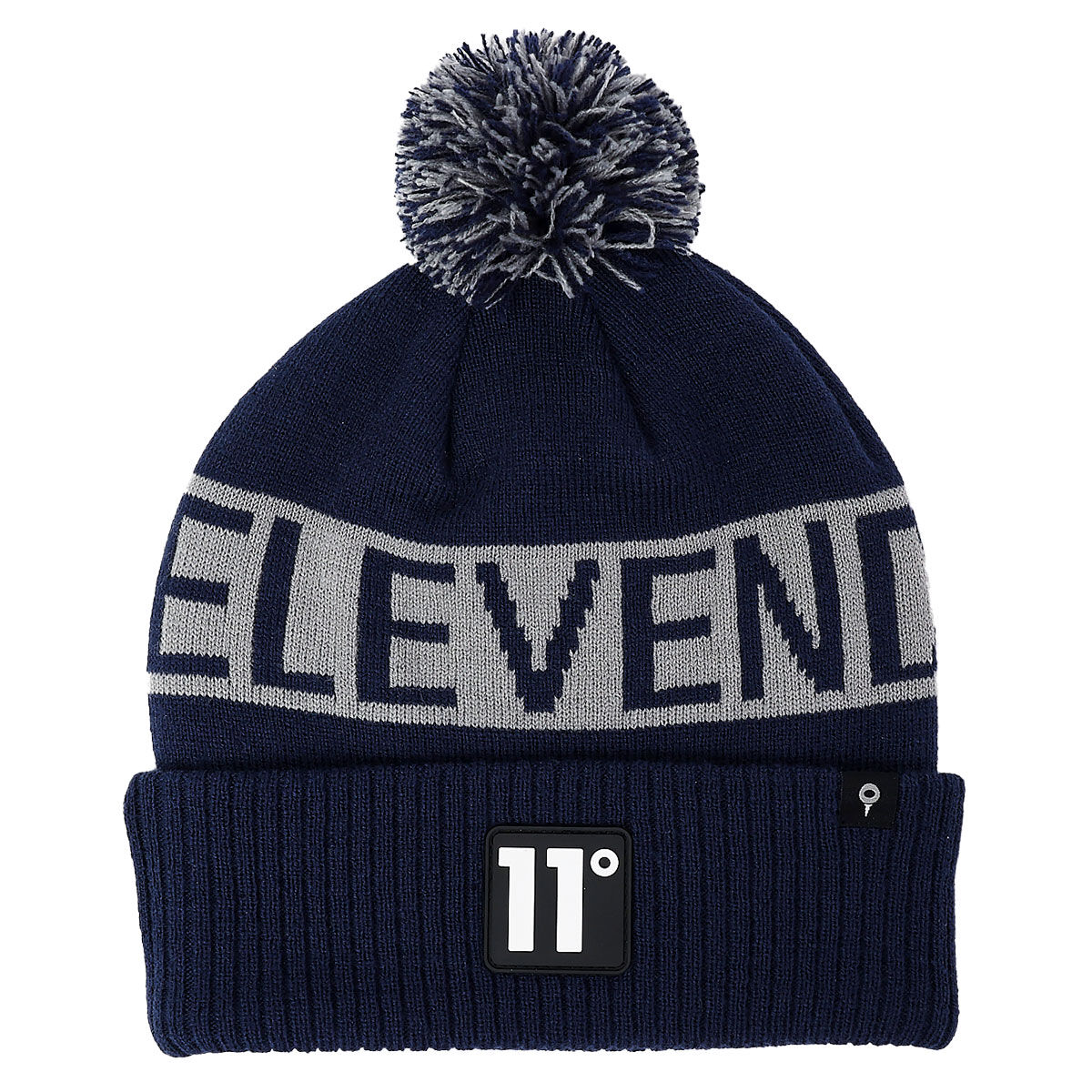 11 Degrees Fleece Lined Graphic POM Golf Beanie, Mens, Navy/grey, One size | American Golf von 11 Degrees