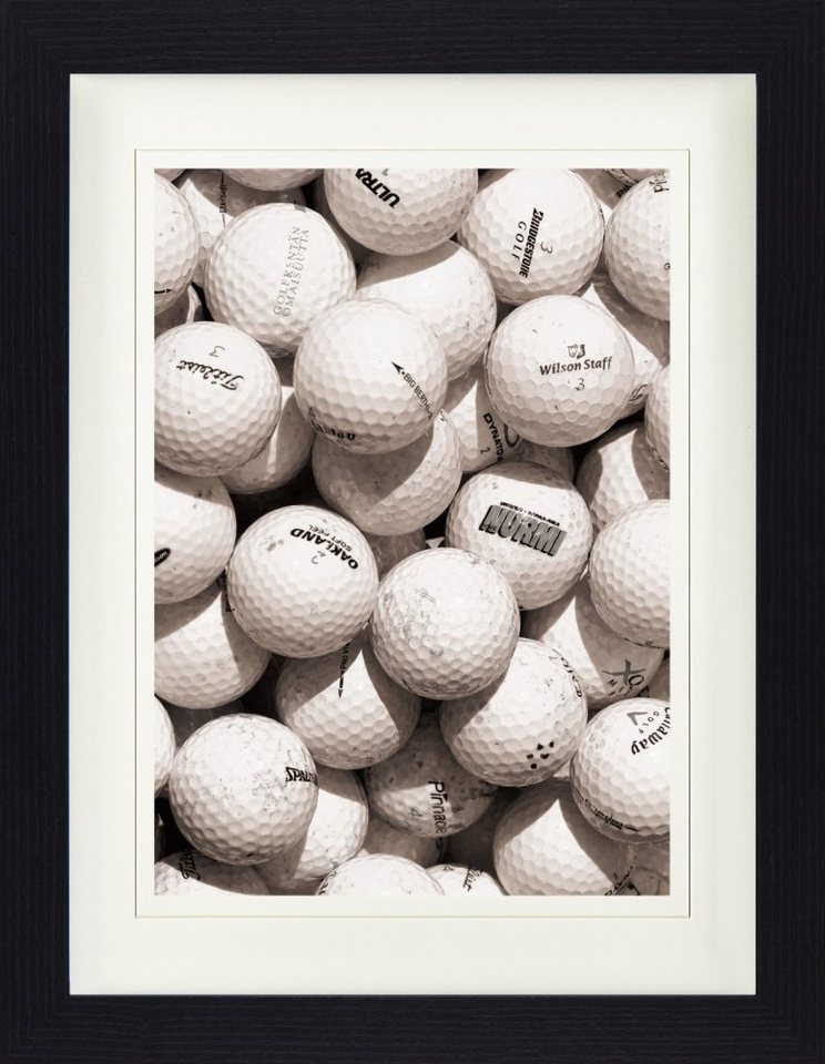 1art1 Bild mit Rahmen Golf - Golfbälle, Sepia von 1art1