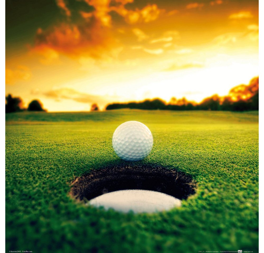 1art1 Kunstdruck Golf - Golfball An Der Loch-Kante von 1art1