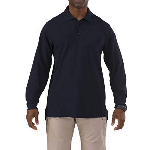 5.11 Herren Langarm Utility, Herren, Henley Shirt, Men's Utility Long Sleeve Polo Shirt, Dunkles Marineblau, Small von 5.11
