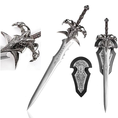 Groß Schwert Echt Metall aus Stahl, inspiriert von World of Warcraft, mit Anhänger zur Dekoration 120 cm, JT6099 von 57 SPECIAL REPLICAS