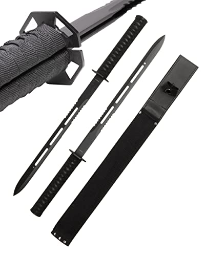 Katana Ninja Schwert scharf echt zum Training Metall Stahl 2 Schwerter in einem Magnetic Samurai Nur für Erwachsene 63 cm - 18 Jahre erforderlich HK-1249 von 57 SPECIAL REPLICAS