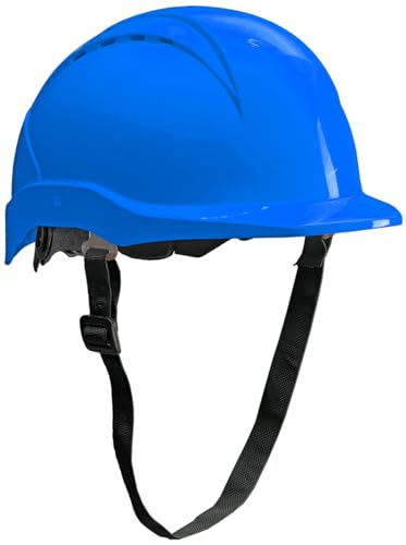 10 ACE Patera Bauhelme - Robuste Schutzhelme für BAU & Industrie - EN 397 - mit Einstellbarer Belüftung - Blau von ACE