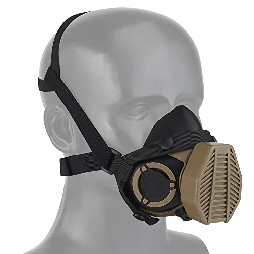 ACEXIER Taktische Atemschutzmaske Gesichtsmaske Halbmaskenfilter Austauschbare Anti-Staub-Maske Verbessert für das Schießen Jagd Airsoft-Zubehör (Tan) von ACEXIER