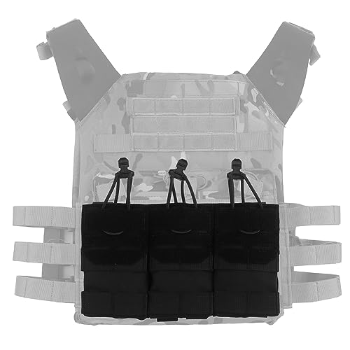 ACEXIER Taktische Triple 5.56 Magazintasche Molle Militär Jagdweste Frontplatte Mag Tasche Elastischer Seilhalt Airsoft Paintball Ausrüstung (Black) von ACEXIER