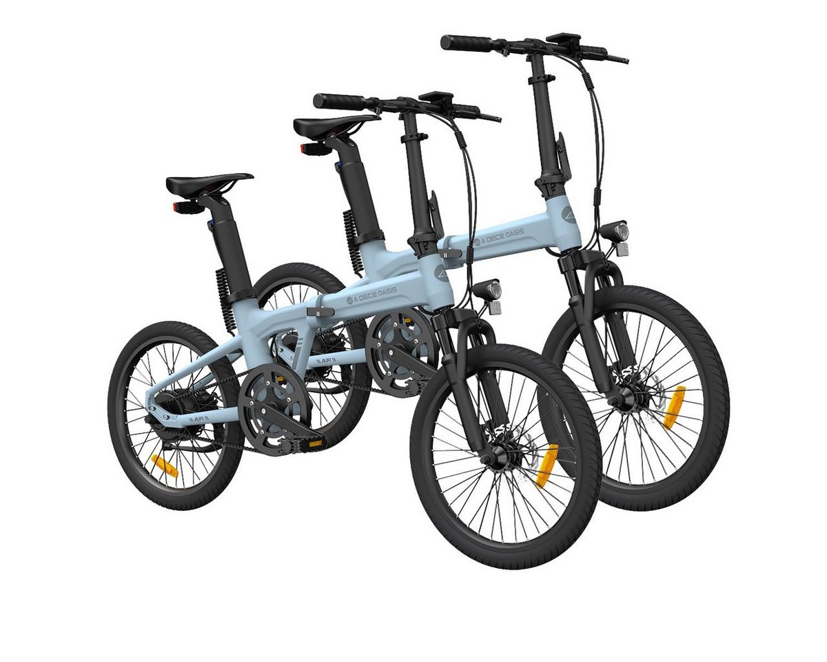 ADO E-Bike 2× Air 20S E-Fahrrad Faltbar, klapprad Riemenantrieb,Citybike, 1 Gang, Hintermotor, (verbesserte Version der Air20), ebike Damen/Herren,StVZO mit Handyhalter von ADO
