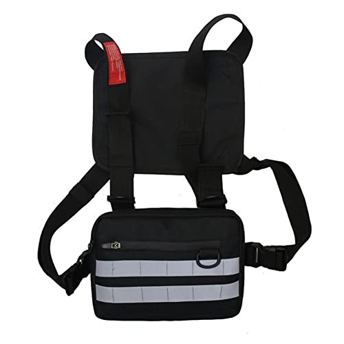 AEIOFU Brust -Rig -Beutel Multifunktionaler Taille vordere Tasche Tailentasche für Wanderungen zum Wandern kampieren schwarz reflektierender Brusttasche von AEIOFU