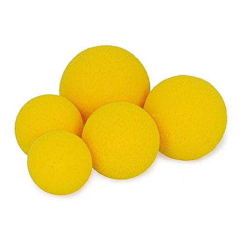 5er Set AFH Schaumstoffbälle Senso Deluxe ohne Beschichtung gelb | Durchmesser: 6 cm, 7 cm, 8cm, 9 cm und 10 cm | Softbälle | Spielbälle von AFH Webshop