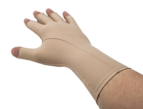AFH Webshop Edema Medium | 3/4 Finger | Ödem Handschuh | Verschiedene Größen | 2 Farben | Kompressionshandschuh | für Hände (XX-Small, beige) von AFH Webshop
