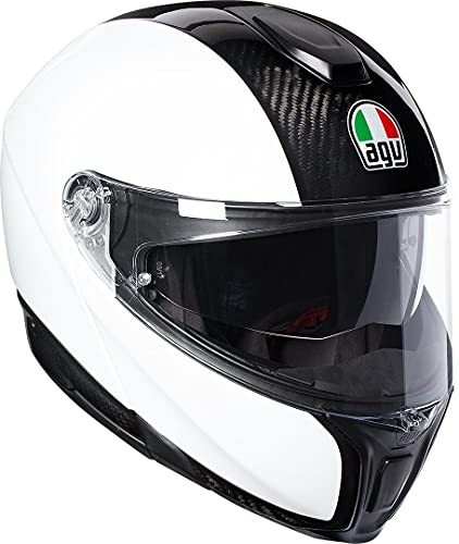 AGV Herren Sportmodular Motorrad Helm, Carbon/White, L von AGV