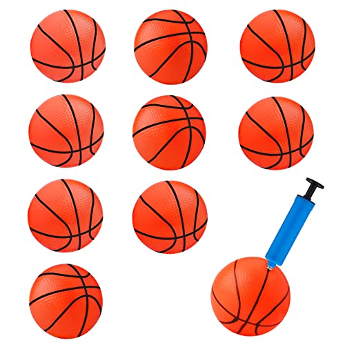AIEX 10 Stück 10 cm Mini Aufblasbare Basketball, Gummi Mini Basketbälle Spielzeug mit Aufblasvorrichtung, Aufblasbarer Mini Sportbälle für Kinder Spielen Trainieren (Orange) von AIEX