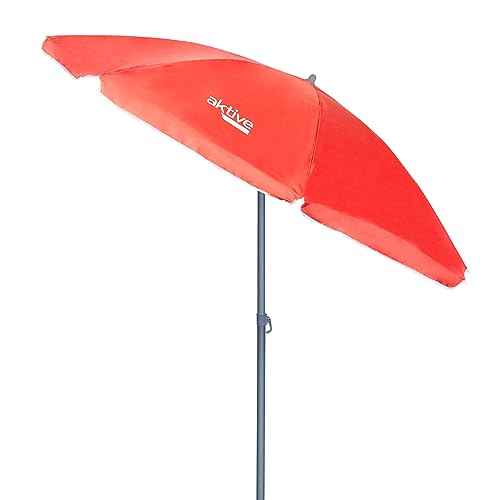 AKTIVE 62243, Sonnenschirm für Strand, Ø 180 cm, neigbarer Mast und UV50-Schutz, Rot von AKTIVE