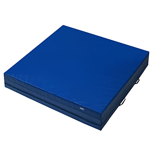 ALPIDEX Mini Weichbodenmatte Matte Turnmatte Fallschutz 100 x 100 x 25 cm mit Tragegriffen und Anti-Rutschboden, Farbe:dunkelblau von ALPIDEX