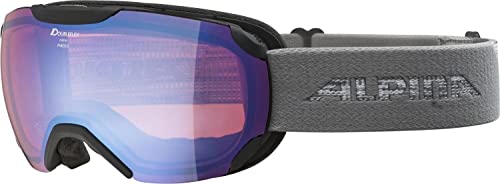 ALPINA PHEOS S Q-LITE - Verspiegelte, Kontrastverstärkende Skibrille Mit 100% UV-Schutz Für Erwachsene, black-grey, One Size von ALPINA