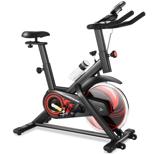 ANCHEER Professionelles Spinnrad, Fitness-Fitness-Fahrrad, mit Schwungrad 18 kg, verstellbarer Widerstand, LCD-Display, verstellbarer Sattel, maximale Traglast 120 kg (Black) von ANCHEER