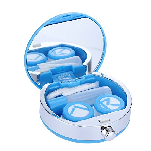 ANGGREK Kontaktlinsenkofferhalter Behälter Tragbares Einweich-Aufbewahrungsset mit Spiegel(Schwarz) von ANGGREK