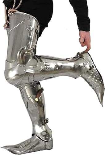 ANTIQUEMEDIEVAL Mittelalter LARP Armor Beinschutz Stahl Beinschutz Beinschutz mit Schuhen von ANTIQUEMEDIEVAL