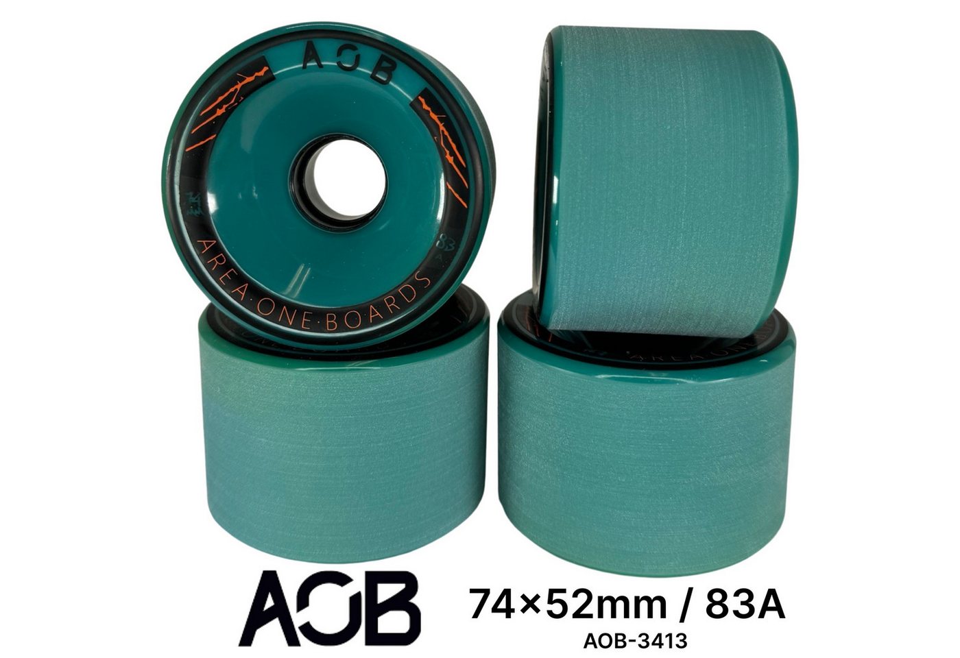 AOB Skateboard AOB Longboard Cruiser Rollen Wheels (4 Stck) Blau 74x52mm 83a von AOB