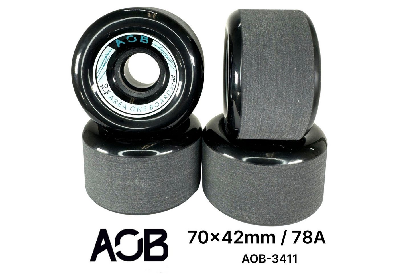 AOB Skateboard AOB Longboard Cruiser Rollen Wheels (4 Stck) Schwarz 70x42mm 78a von AOB