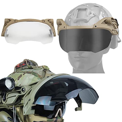 AQ zxdc Fast Tactical Helm, mit Rauschunterdrückungs Headset & NVG & Helm Abdeckung & Gesichtsvisier & Schutzbrille & Taschenlampe & Blinklicht, für Jagd-CS-Spiele,Visor be von AQ zxdc