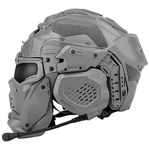 AQ zxdc Taktischer Schutz-Integralhelm, mit Maske, Headset, Brille, Nebellüfter, für Airsoft Paintball,G2 von AQ zxdc
