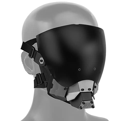 AQ zxdc Tactical Airsoft Mask, Cyberpunk Paintball Protective Mask, Headgear Mask Eye Protection,Schwarz von AQ zxdc
