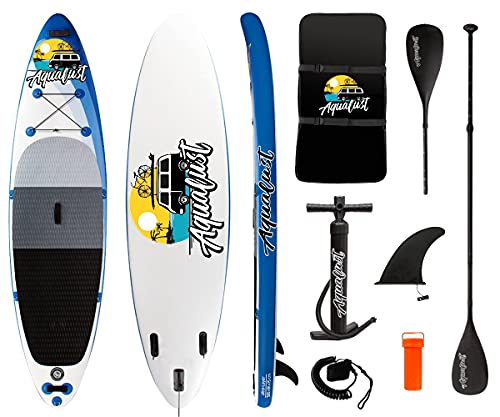 AQUALUST 10'6" SUP Board Stand Up Paddle Surf-Board aufblasbar Paddel Leash ISUP 320x81cm Blue von AQUALUST