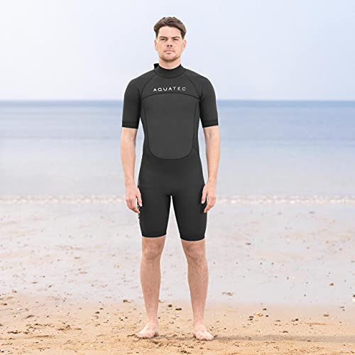 AQUATEC Shorty Neoprenanzug für Herren - 2X Dicke: 2mm & 3/2mm | Hochwertige Neoprenanzug für Herren | Shorty-Wetsuit | Ideal für Wassersport und Schwimmen (M, 2 mm (Anfänger)) von AQUATEC