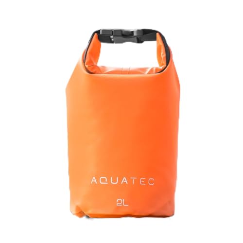 AQUATEC wasserdichte Dry Bag - 4X Größen: 2L / 3L / 5L / 10L | Leichte wasserdichte Seesack | Starker Beutel mit sicherem Verschluss | Kajak/SUP Board/Camping (Orange 2 L) von AQUATEC