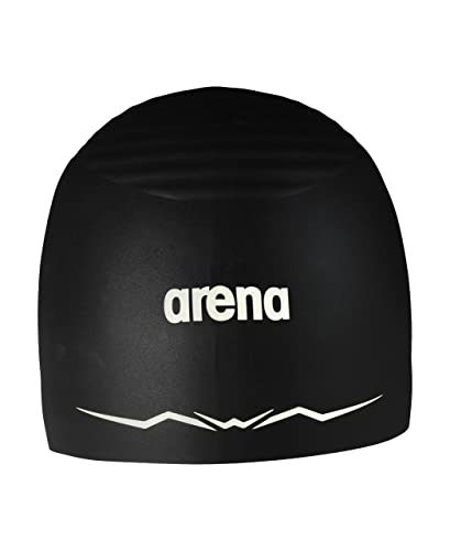 Arena Aquaforce Silikon-Schwimmkappe für Damen und Herren, hydrodynamische Leistung, Wettkampf-Intensivschwimmen, Schwarz, Größe M von ARENA