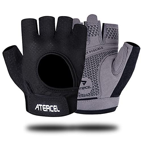 ATERCEL Fitness Handschuhe für Radfahren, Training, Fitness, Atmungsaktive Fahrradhandschuhe Herren und Damen Grau M von ATERCEL