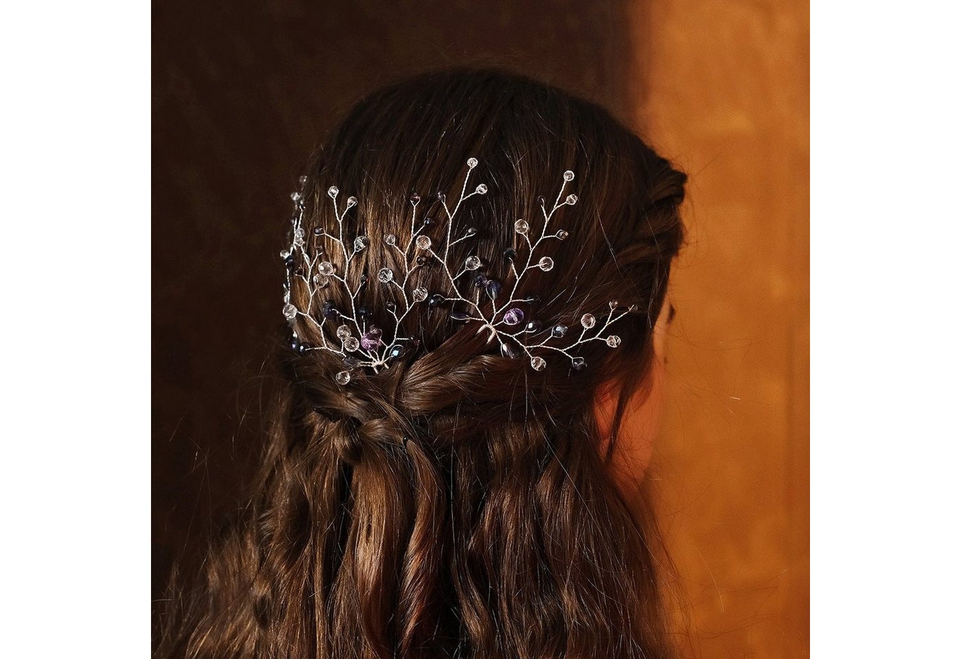 AUKUU Diadem Retro Retro Haarschmuck für die Braut wunderschöne, handgefertigte Pin up Haarnadel mit geflochtenen lila von AUKUU