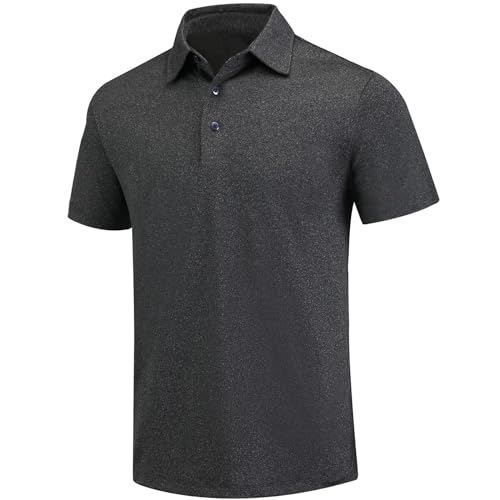 Golf Poloshirt Herren Pro 3.0 T-Shirt Freizeitshirt Männer Slim Fit Kurzarm Langarm Polo Shirts Atmungsaktiv Schnell Trocknend Tshirts Kragen mit Knopfleiste für Sommer Sport Outdoor (L, Tinte) von AXKAL