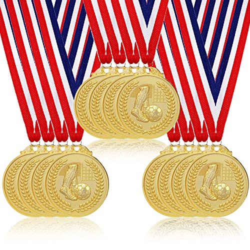 Acboor Medaillen Kindergeburtstag, 12 Stück Medaillen Fußball für Kindergeburtstags Goldmetallmedaille Fussball Geburtstagsfeier für Jungen, Kinder, Erwachsene von Acboor